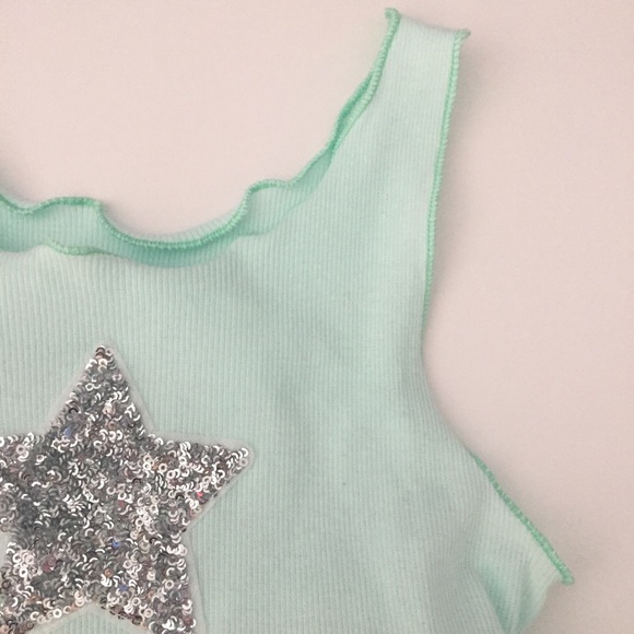 Mint Green Girls Sequin Star Summer Dress - Picture 5 of 5